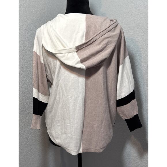 Aaeda Von Mauer Womens Color Block Sweater Hoodie V Neck Large - Picture 7 of 12
